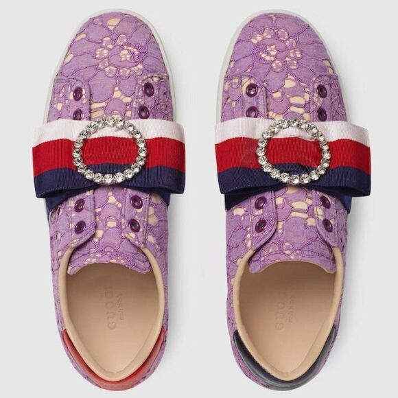Gucci Shoes - GUCCI New Ace Pink Floral Print Slip-On Low Top Sneakers Size IT36